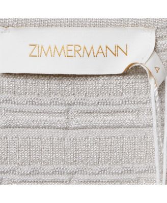 Women's Silver Lurex Knit Tiered Frill Midi Dress