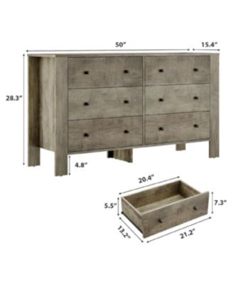 6 Drawer Dresser for Bedroom, Modern Wide Dresser Organizer with Storage Drawers
