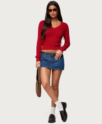 Women's Ashlee V Neck Cable Knit Top