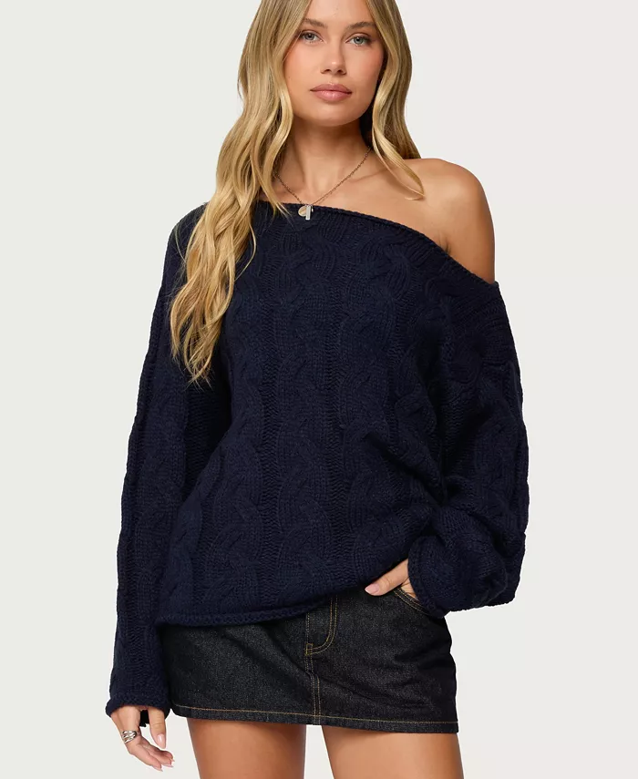 Women's Nellie Off Shoulder Cable Knit Sweater