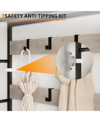 Hall Tree with Bench and Shoe Storage, 36.41&amp;#x22; Entryway Bench with Coat Rack Freestanding, Industrial Freestanding Coat Rack