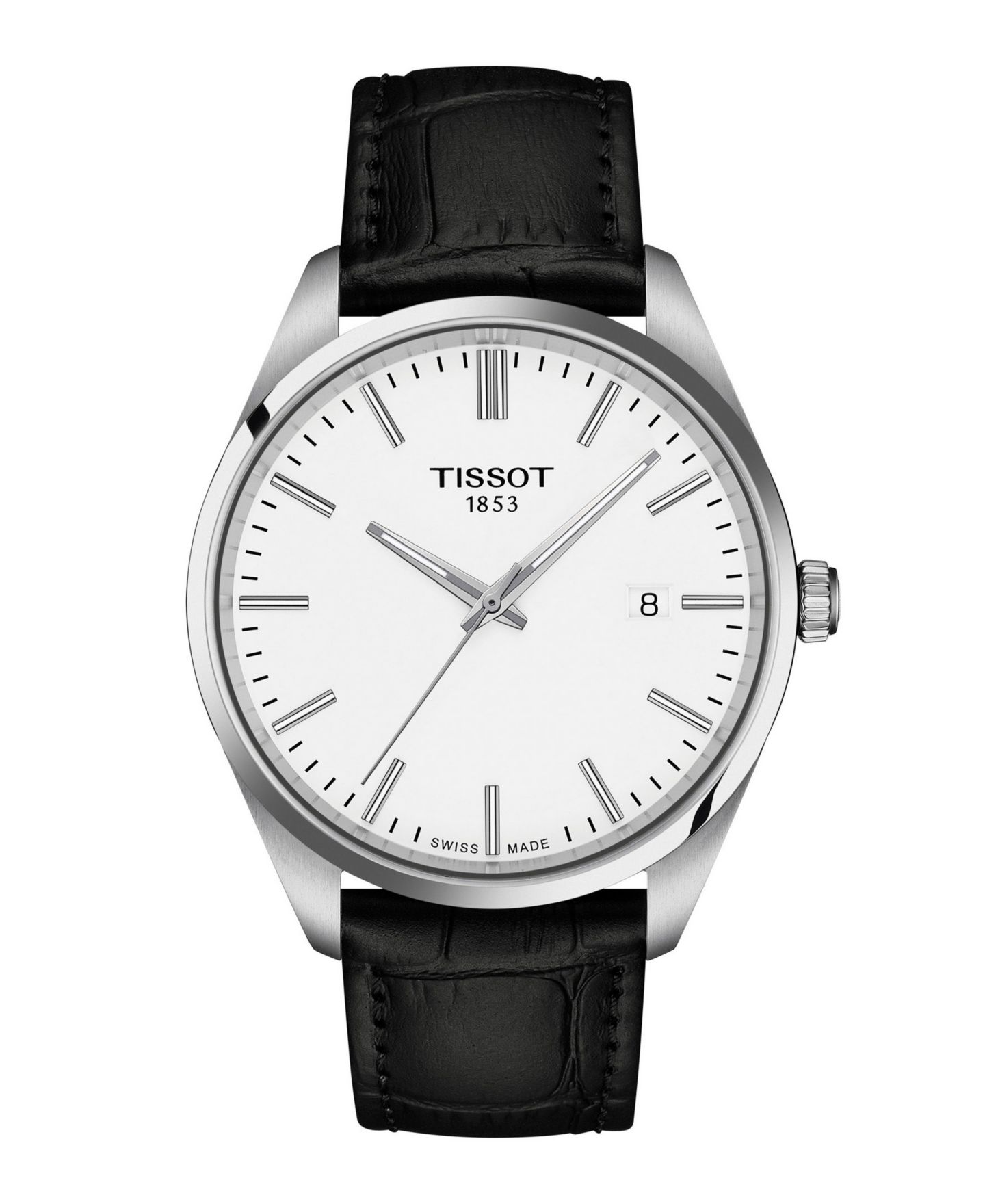 Мужские часы Tissot Black Leather Bracelet Watch, 40mm — фото 1