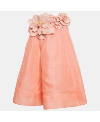 Women's Coral Pink Linen Blend Natura Strapless Mini Dress