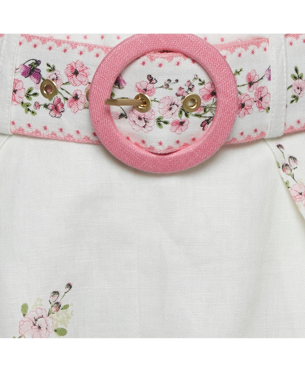 Pre-Owned Zimmermann Women's Pink/white Floral Print Linen Scallop Shorts