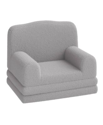 Kids Sofa Chair, Sherpa Convertible Toddler Couch with Washable Cover, Crown Design Comfy Children's Reading Chair