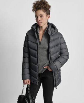 Women's Chevron-Quilted Full-Zip Puffer Jacket