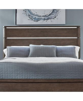 Cascade Falls Queen Panel Bed Headboard with LED Touch Light - Satin Espresso