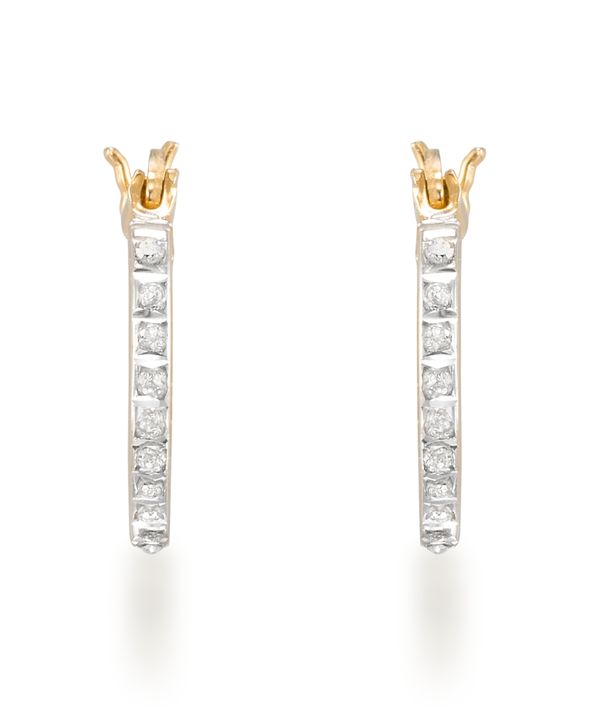 Macy's Diamond Accent Hoop Earrings (0.01 ct. t.w.) in 18K Gold Over Sterling Silver