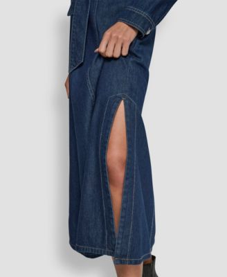 Women's Self-Belted A-Line Shirt Dress