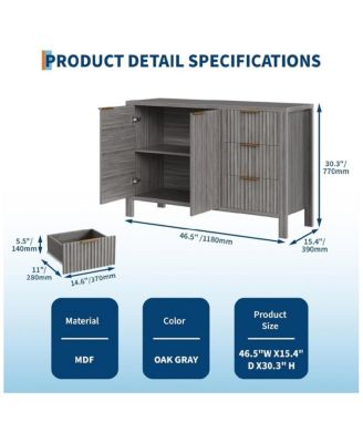 47" Buffet Sideboard Cabinet with 2 Doors & 3 Drawers, Wood Console Table