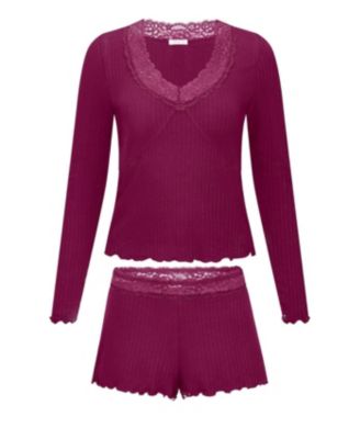 Plus Size Brooks Pajama Long Sleeve Top & Shorts Set