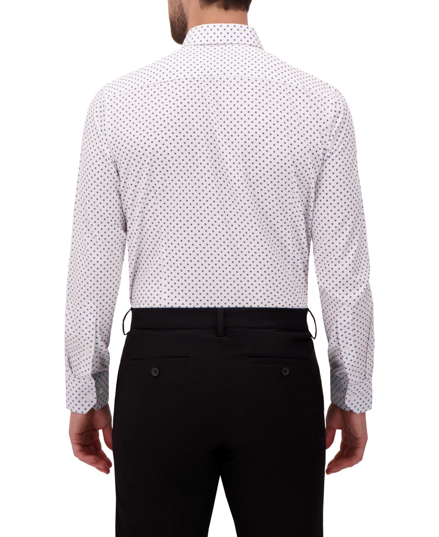 Men's 4-Way Geometric-Print Button-Front Woven Dress Shirt