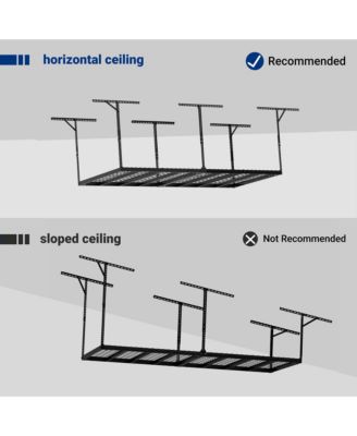 Max Series 48 in. W x 96 in. D x 24 - 40 in. H Black Heavy Duty Ceiling Mounted Overhead Garage Storage Rack-GR48BMAX-E