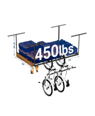 OHK Series Ceiling Mounted Overhead Garage Storage Rack, Black — 36" X 72"