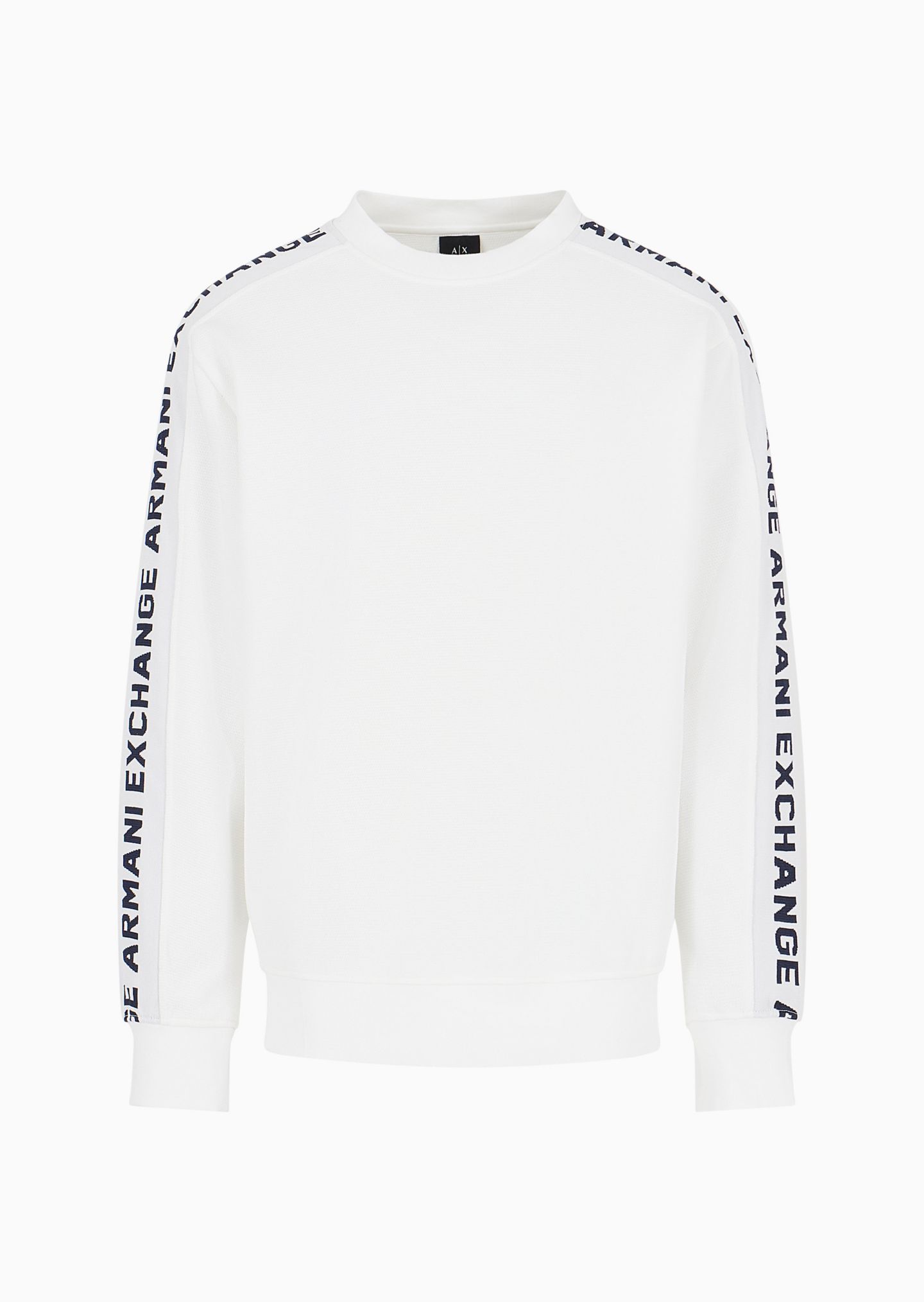 Мужской свитшот A|X Armani Exchange Jacquard Logo Sleeve Crewneck, цвет: Молочный белый — фото 3