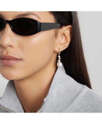 Gold Plated Freshwater Pearl & Star Mismatched Drop Earrings