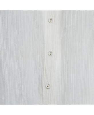 Women's White Crinkle Cotton Voile Loose Fit Shirt