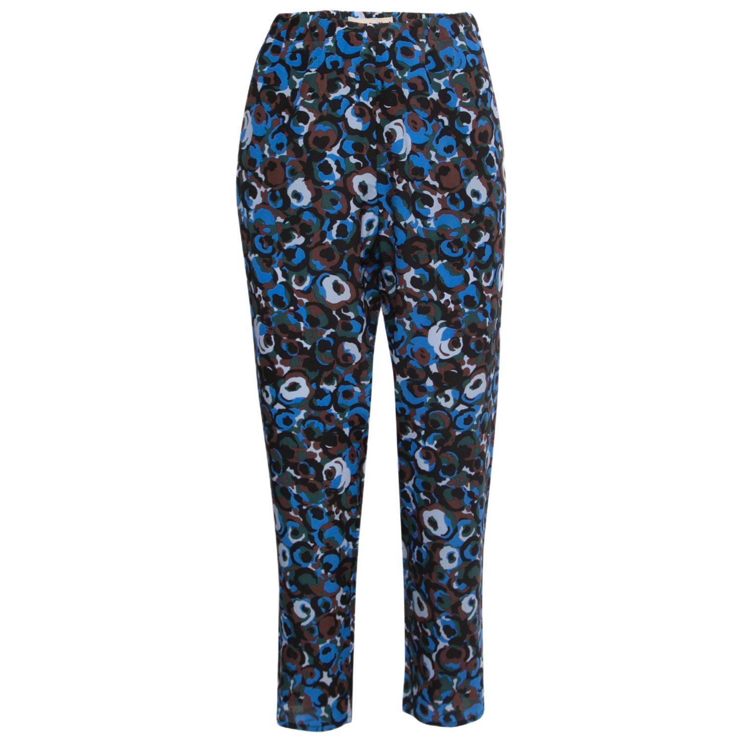 Women's Multicolor Abstract Print Silk Drawstring Trousers