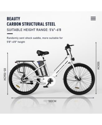 26" Electric Bike for Woman, 500W Powerful Motor, 36V 13AH Removable Battery E Bike, , Max. Speed 19.9MPH Electric Bicycle UL2849