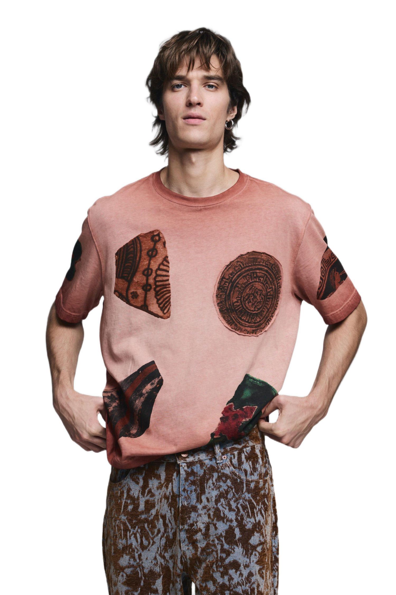Men's Short-sleeved patchwork t-shirt