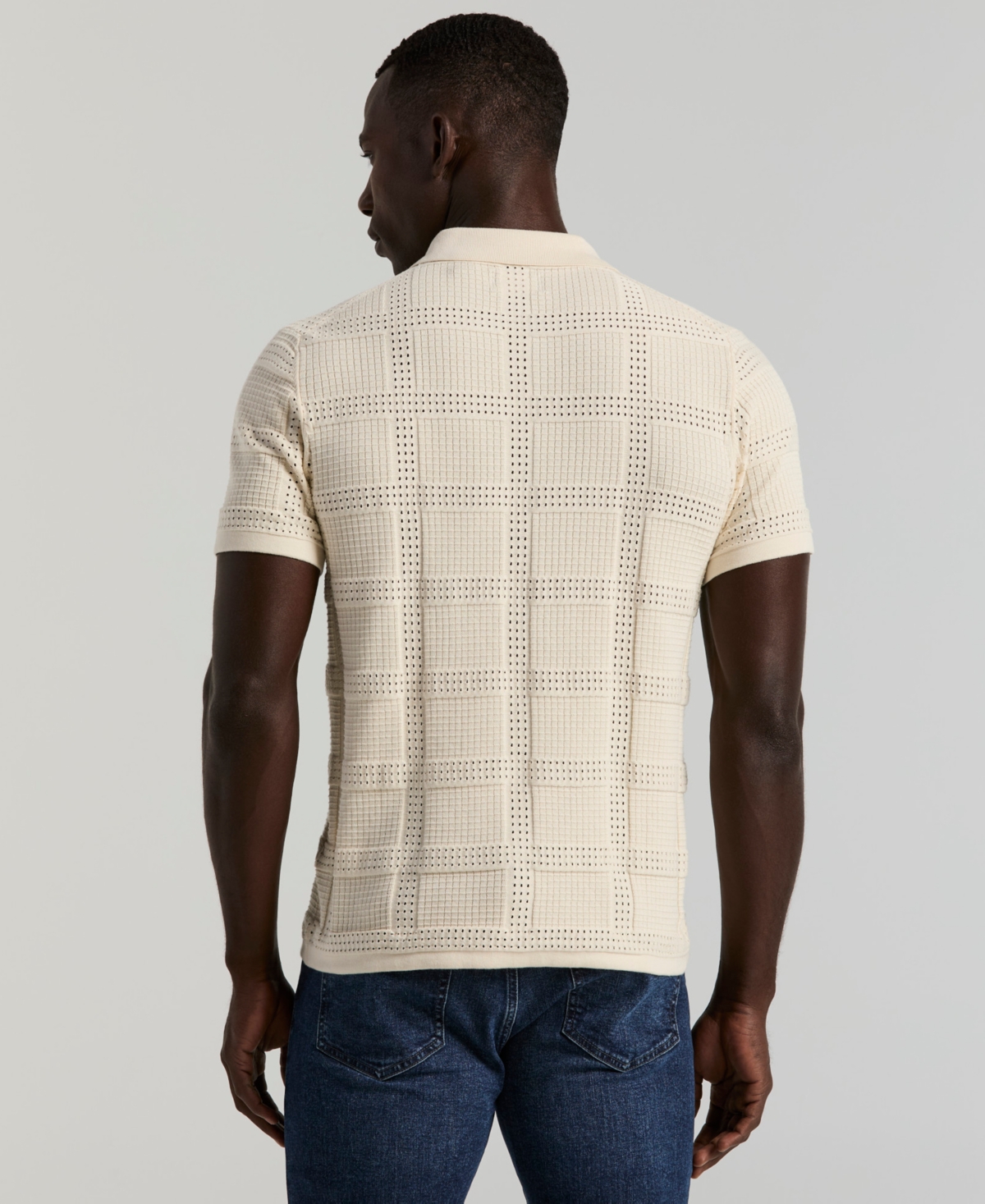 Perry Ellis Men's Open Stitch Jacquard Shirt