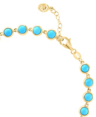 Turquoise Bracelet in 14k Yellow Gold Over Silver