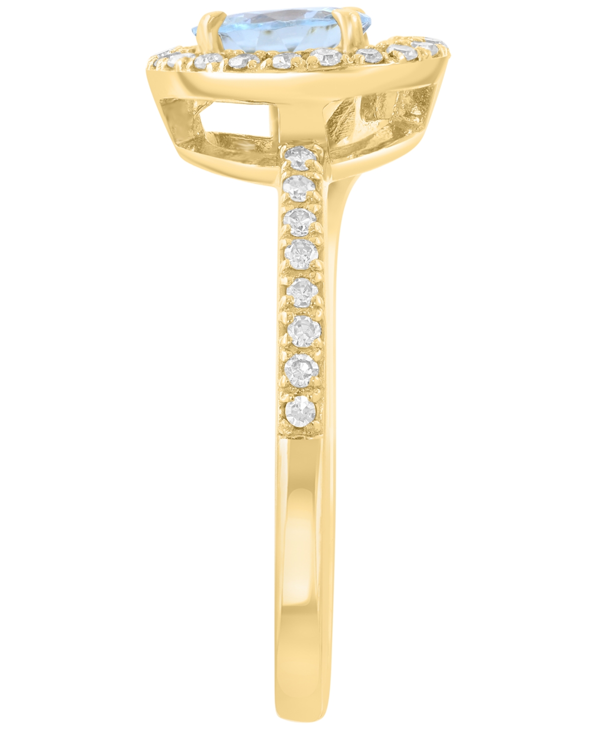 Effy Collection Aquamarine (5/8 ct. t.w.) and Diamond Ring (1/5 ct. t.w.) in 14K Yellow Gold