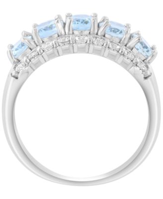 Aquamarine (2-1/4 ct. t.w.) and White Zircon Ring (1 ct. t.w.) in Sterling Silver