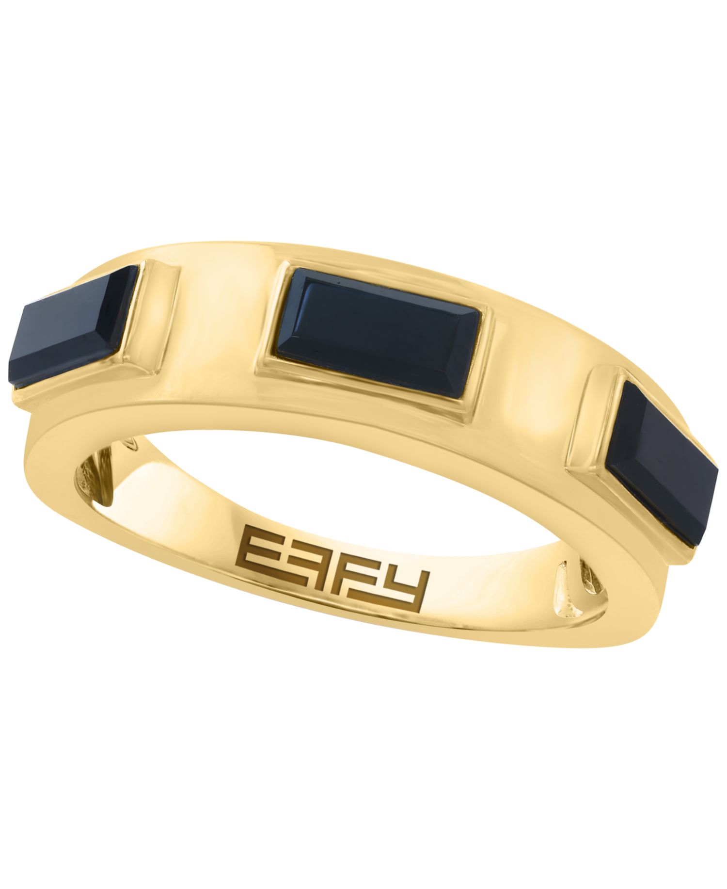Onyx Ring in 14k Yellow Gold Over Silver