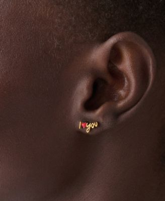 Enamel "I Love You" Stud Earrings