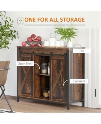Industrial Sideboard Cabinet with Sliding Barn Doors,