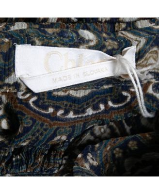 Women's Multicolor Paisley Printed Chiffon Drawstring Blouse