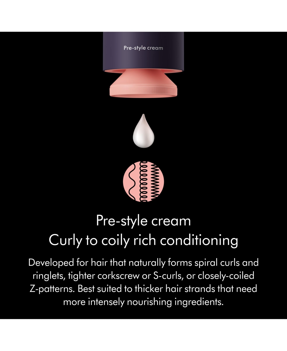 Dyson Chitosan Pre-style cream, Curly to Coily, Rich Conditioning, 100ml