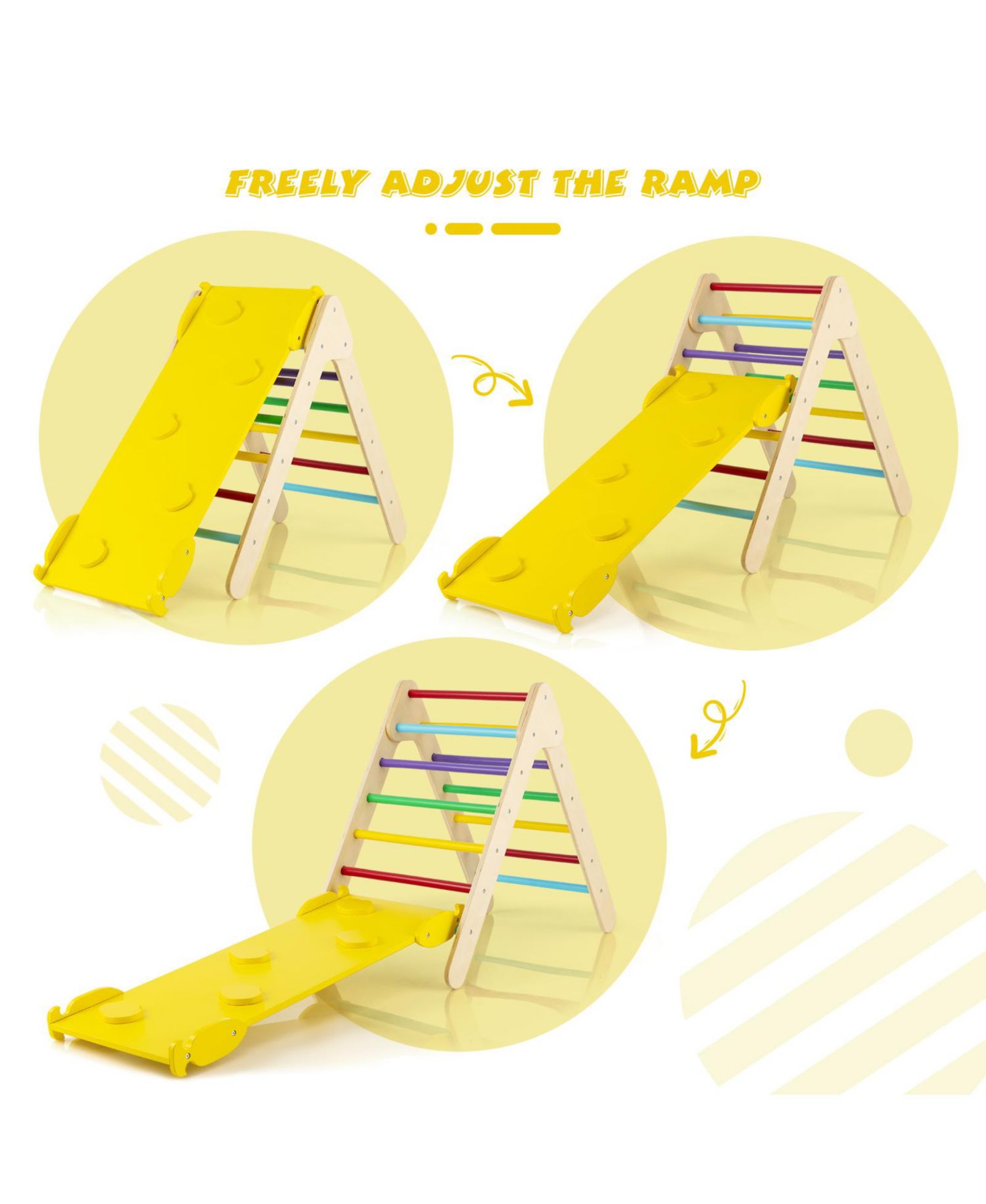 3-in-1 Wooden Climbing Triangle with Reversible Ramp, 2-Piece Set