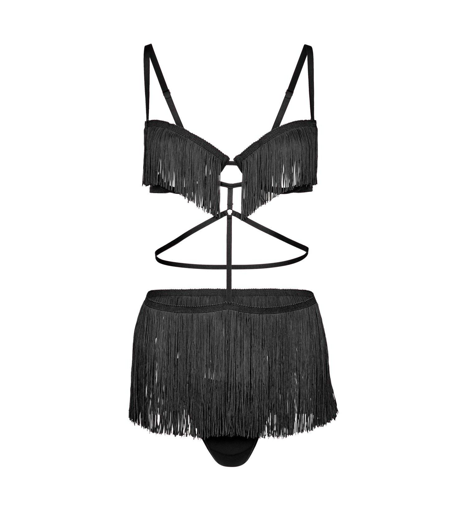 Женский игровой костюм Adore Me Neveah Fringe, нижнее бельё, большие размеры, цвет: Чёрный — фото 2