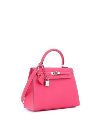 Pre-Owned HERMES Kelly 25 Handbag Pink Epsom with Palladium Hardware
