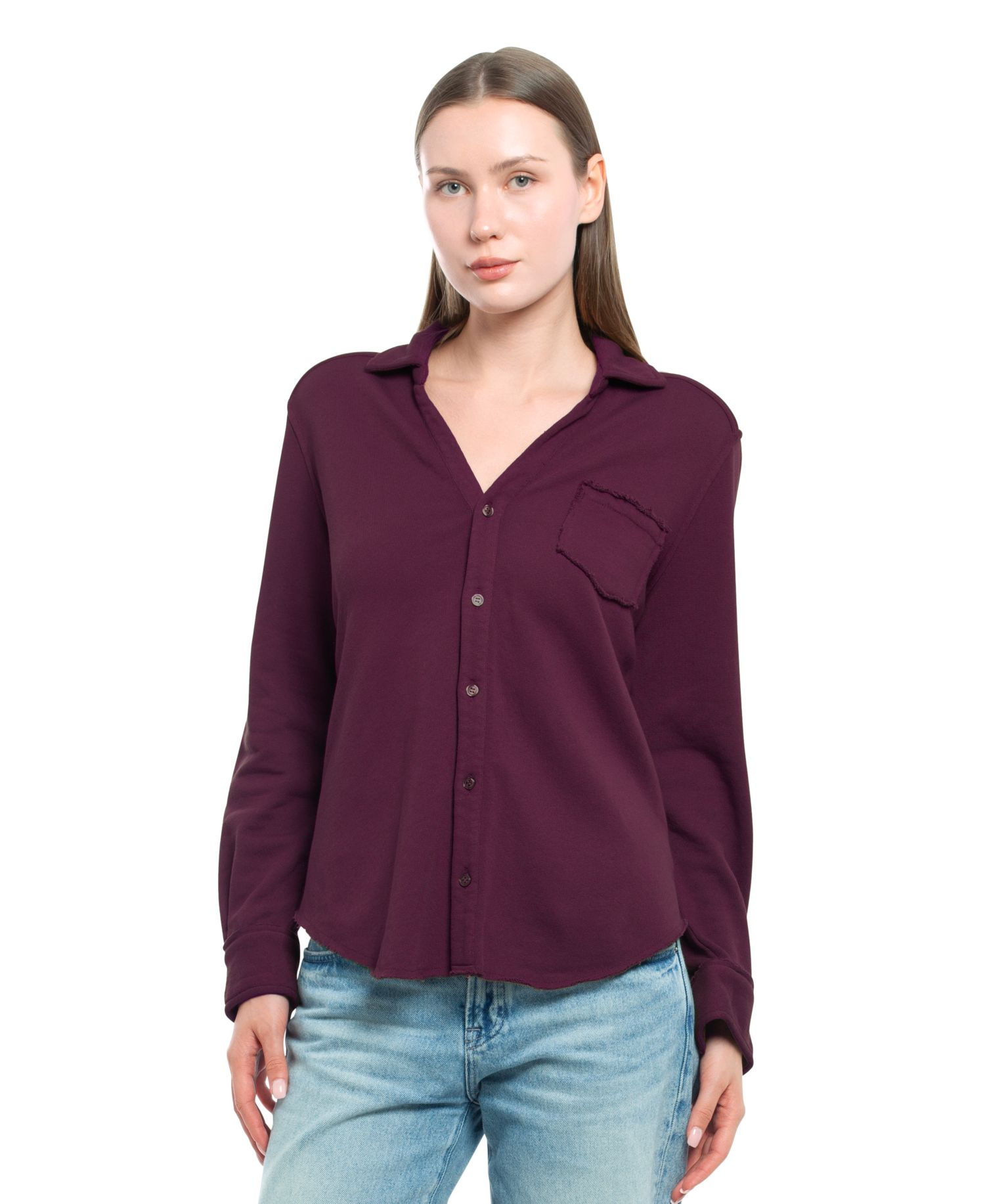 Women's Clothing Button Front Sweatshirt