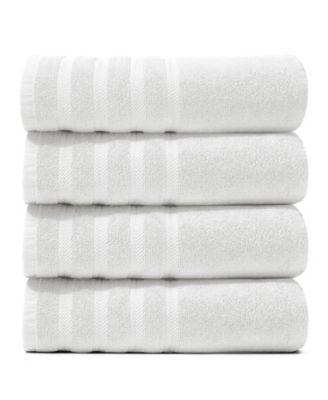 Hearth & Harbor Luxury Soft & Absorbent 100% Ring Spun Cotton Bath Towels for Bathroom, Shower, Spa - 4 Piece Bath Towel Set - White, 4 Piece