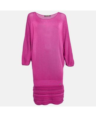 Women's Pink Pointelle Knit Dolman Sleeve Mini Dress