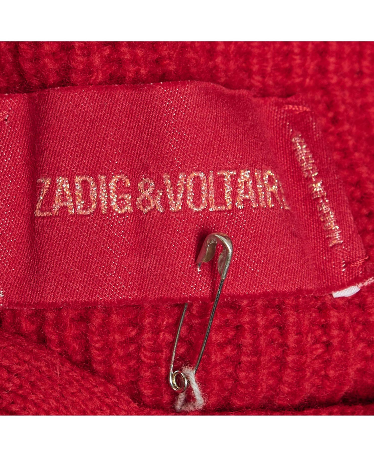 Women's Pre-Owned Zadig and Voltaire Red Rib Knit Lace-Up Kassy Lc Sweater