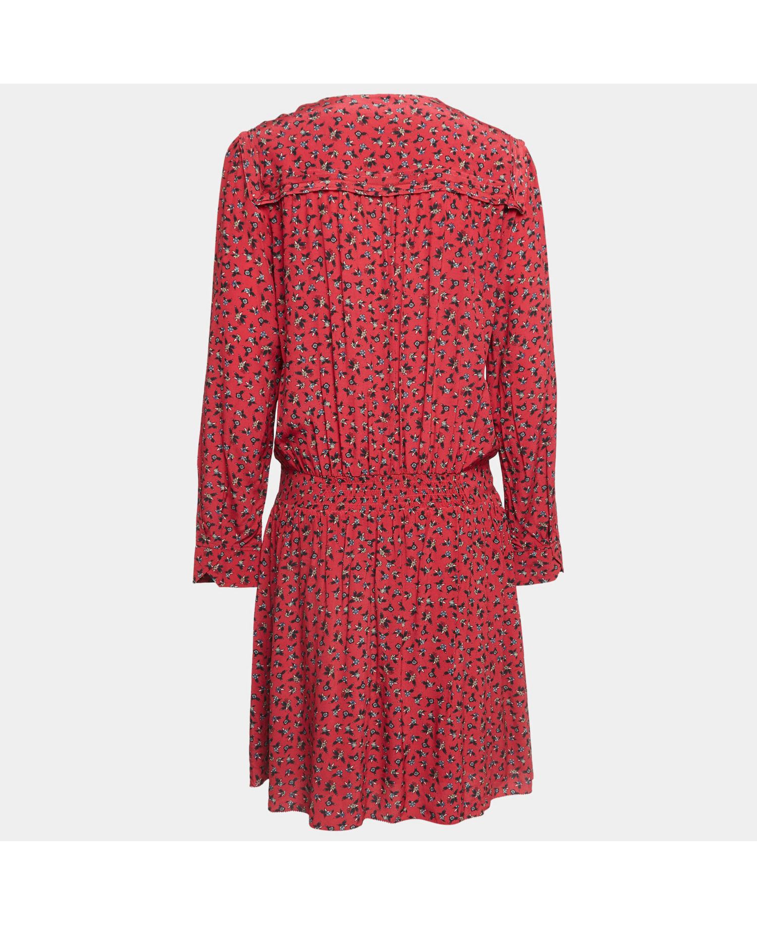Women's Red Floral Print Crepe Mini Dress