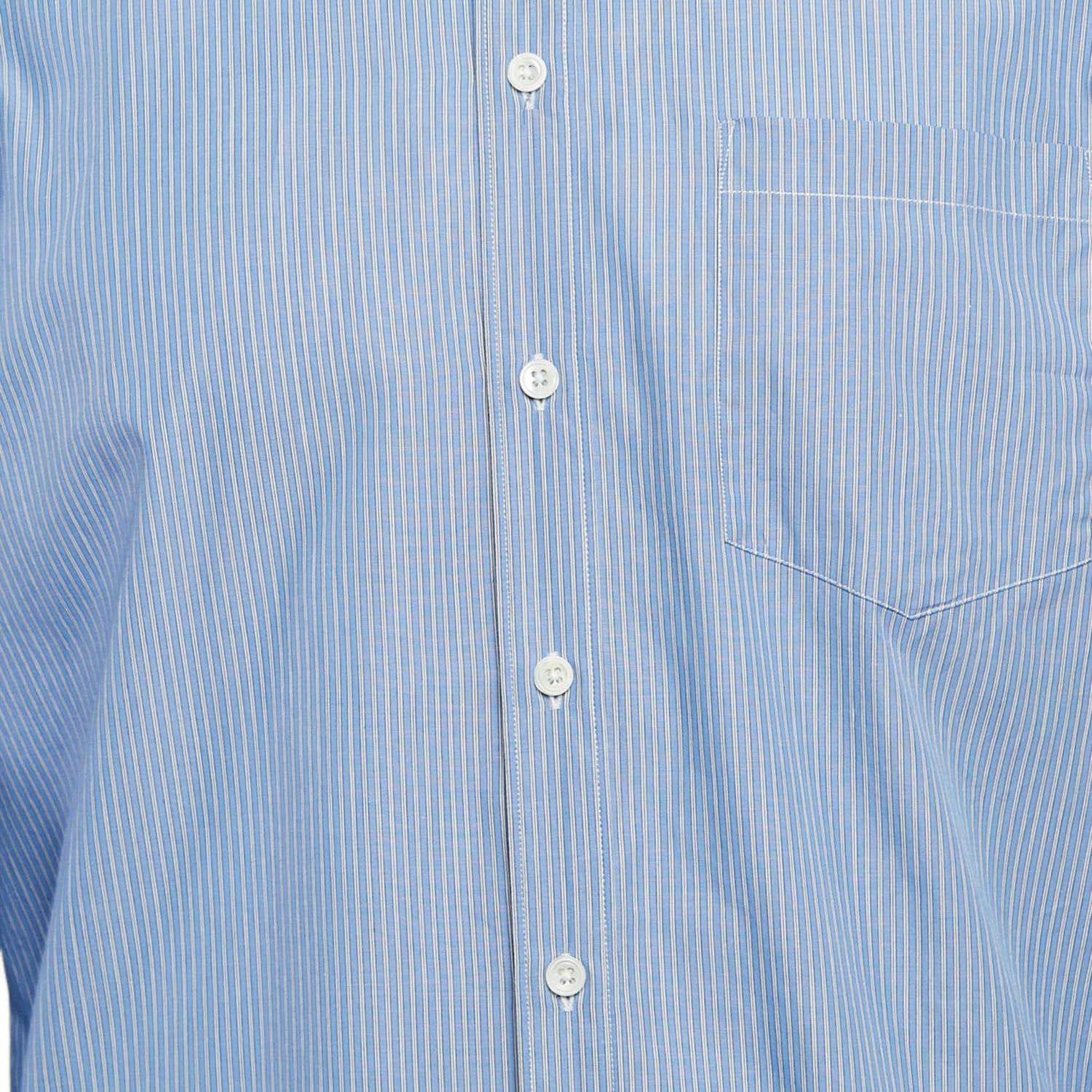 Men's Blue Stripe Cotton Button Front Shirt