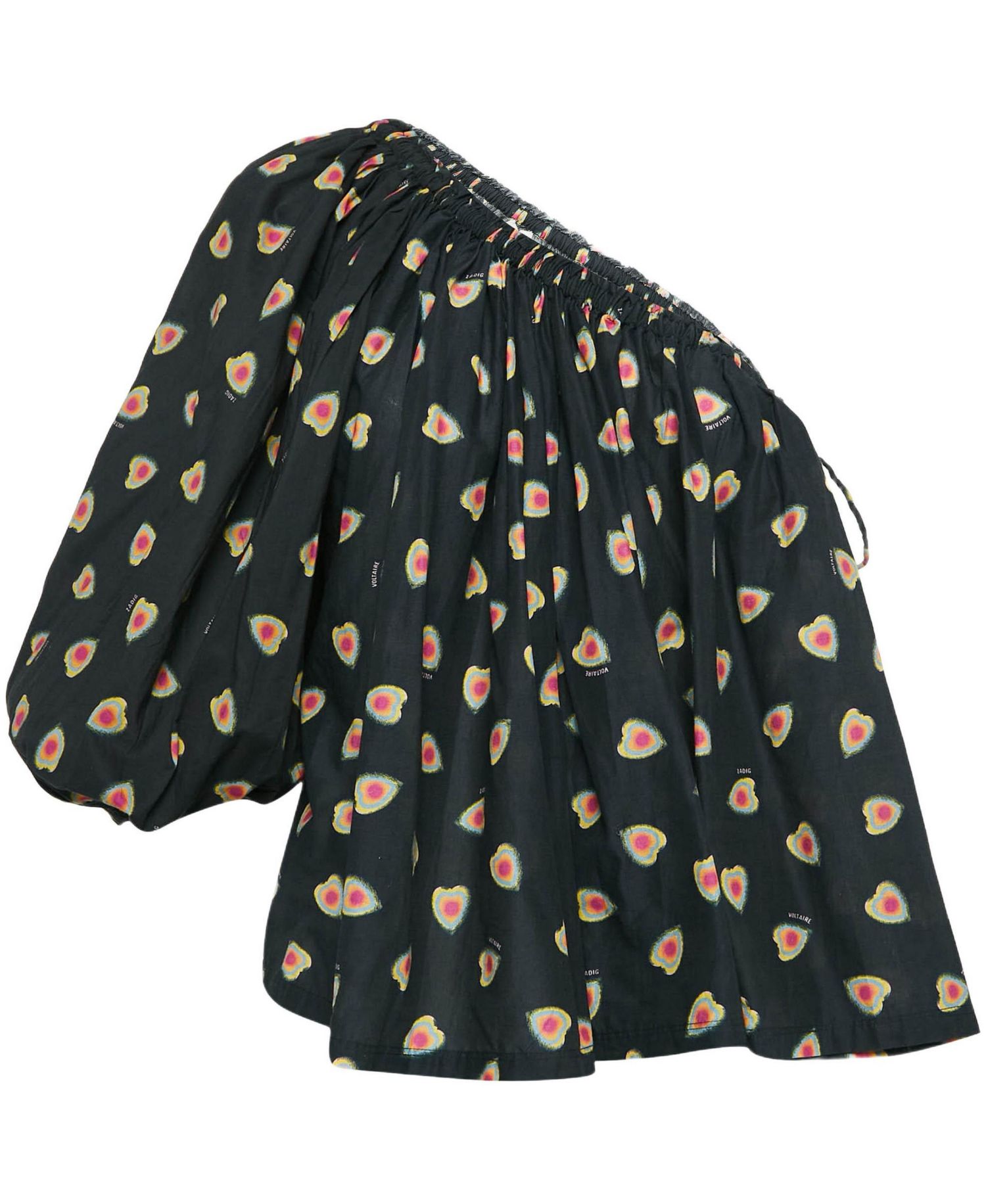 Women's Hearts Print Cotton One Shoulder Coeur Top