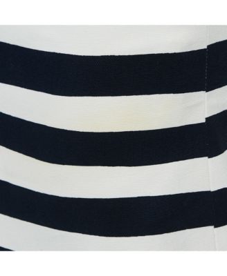 Women's Cheap And Chic White/navy Blue Stripe Cotton Mini Skirt