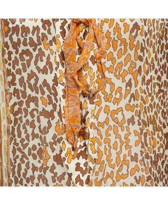 Women's Printed Silk Lace Up Blouse