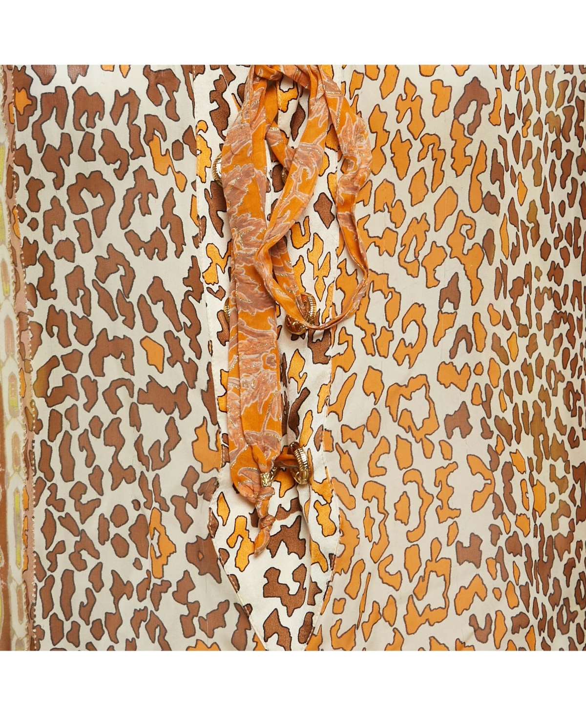 Pre-Owned Roberto Cavalli Women's Printed Silk Lace Up Blouse