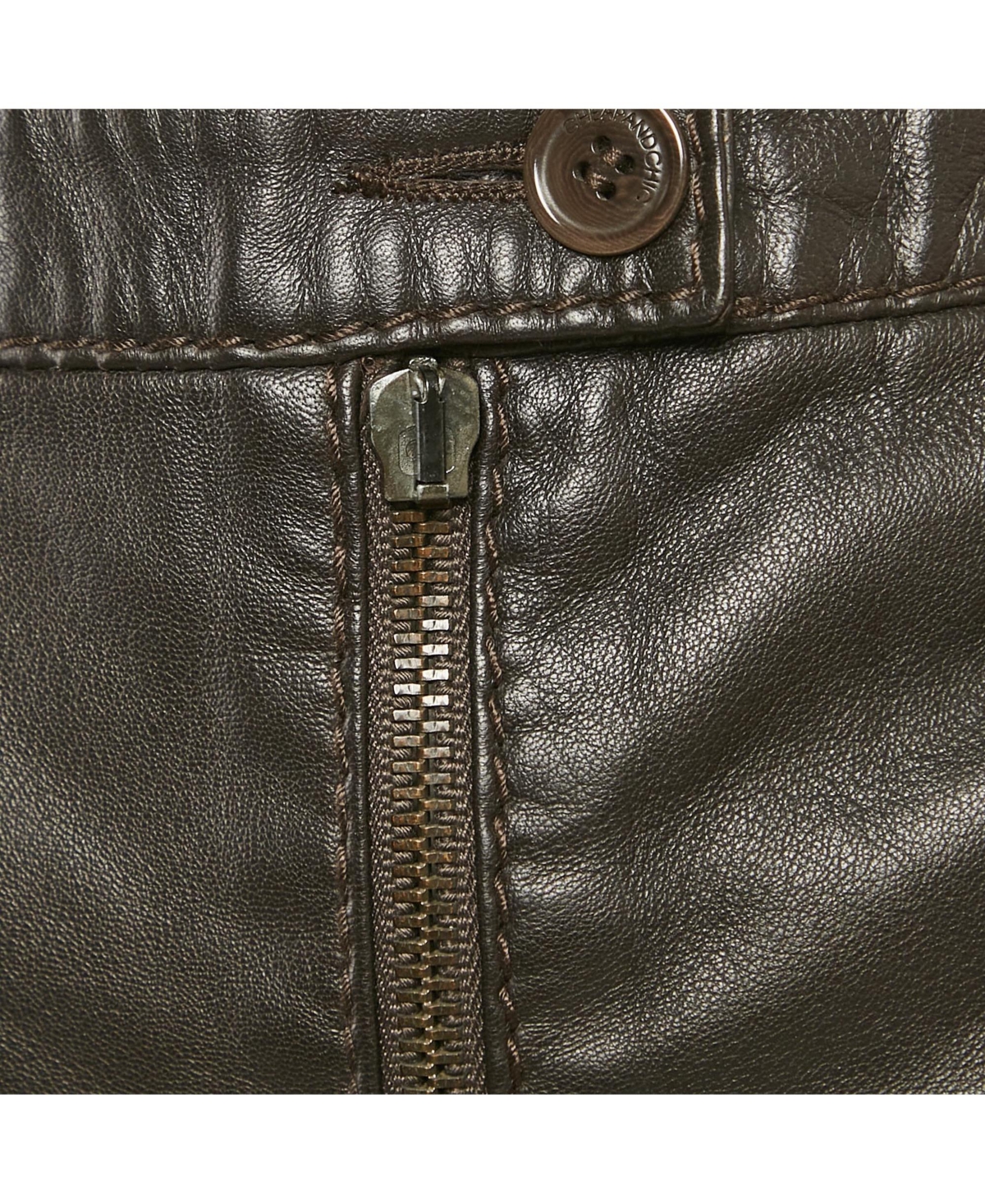 Pre-Owned Moschino Women's Brown Leather Flounce Hem Knee Length Skirt