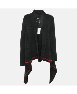 Women's Black Rib Knit Open Front Cambi Cardigan One