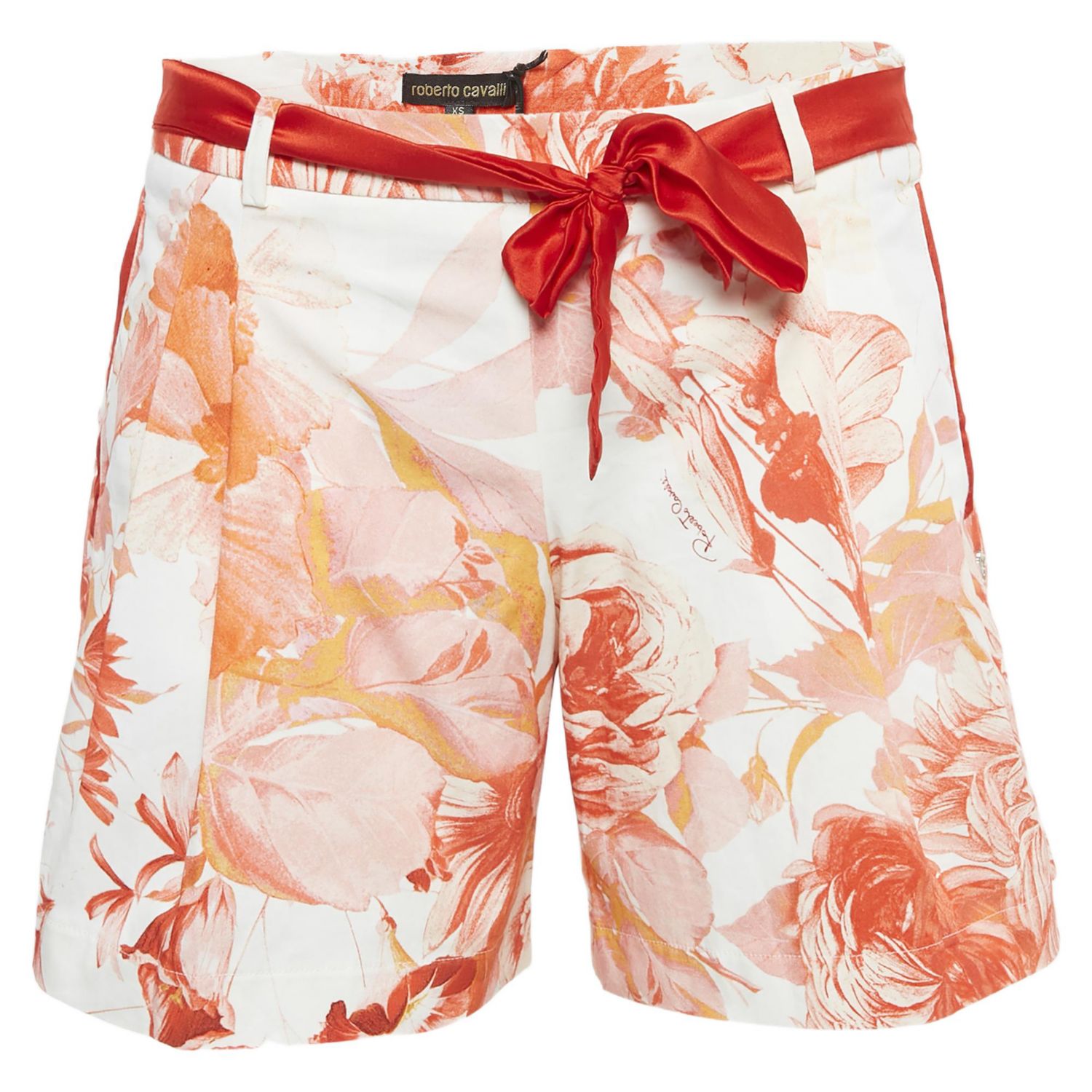 Women's White Floral Print Cotton Tie-Up Detail Shorts