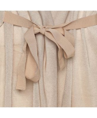 Women's Beige Stretch Knit Belted Cardigan